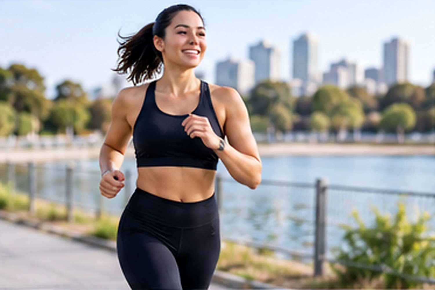 Adult combining cardio and resistance exercise during GLP-1 weight loss in a bright fitness studio