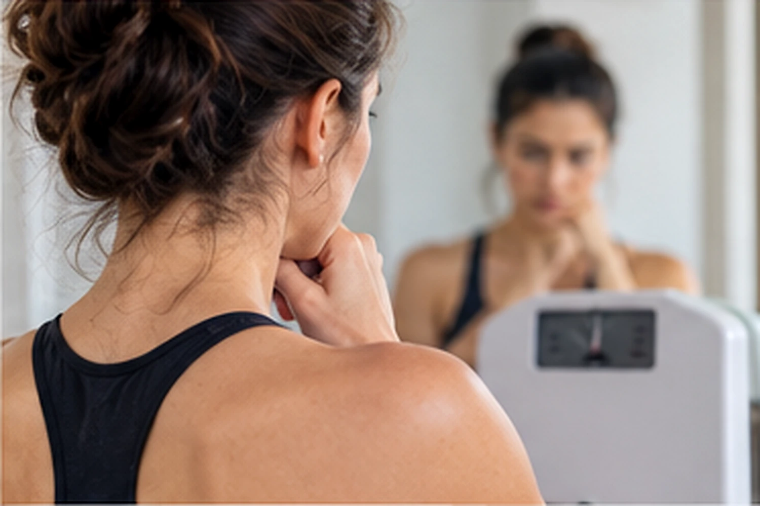 Adult reviewing a weight trend and healthy routine during a GLP-1 weight loss plateau