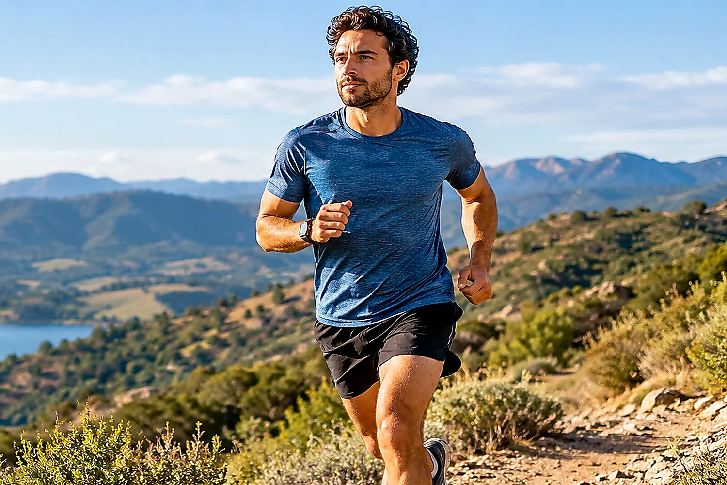 Runner demonstrating hill running training