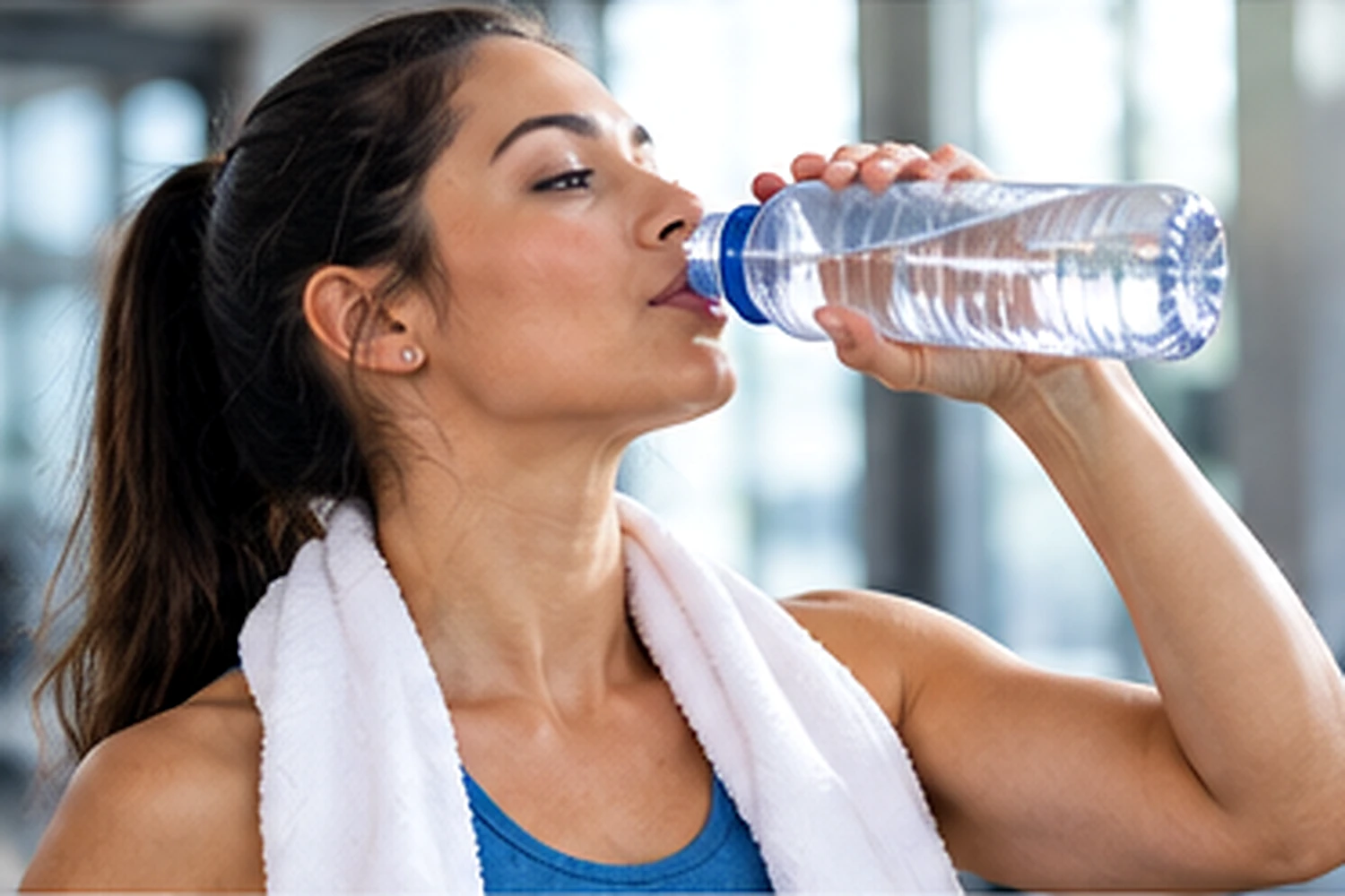 Adult sipping water with a small meal during GLP-1 treatment to support hydration