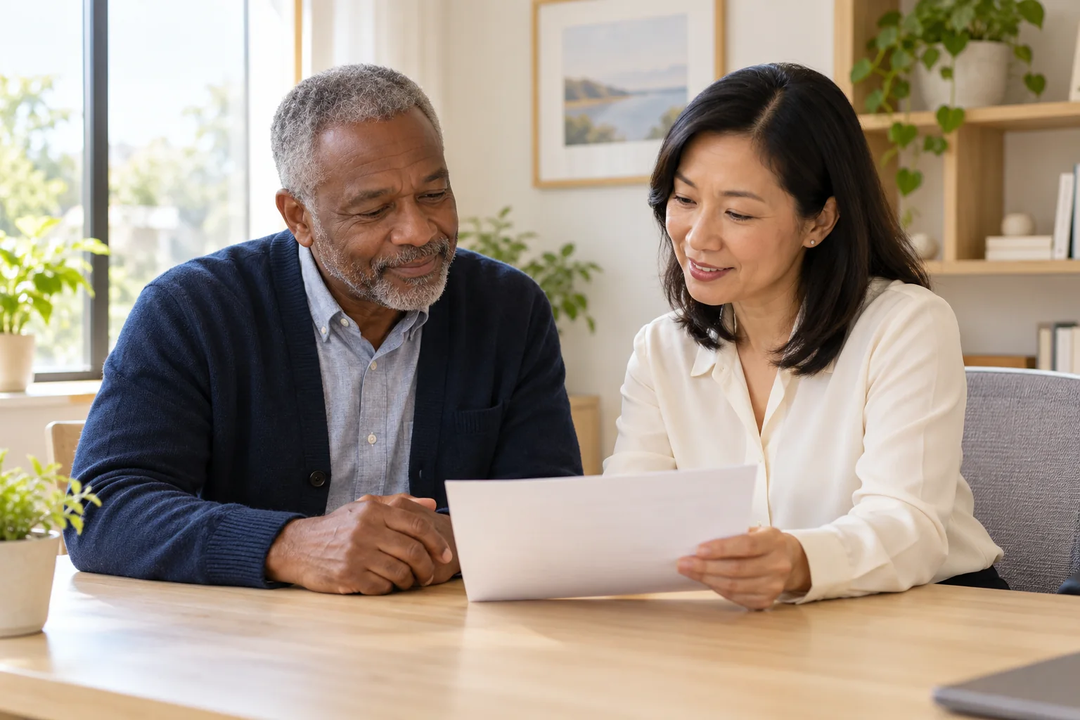 An adult asking about paperwork during a healthcare appointment.