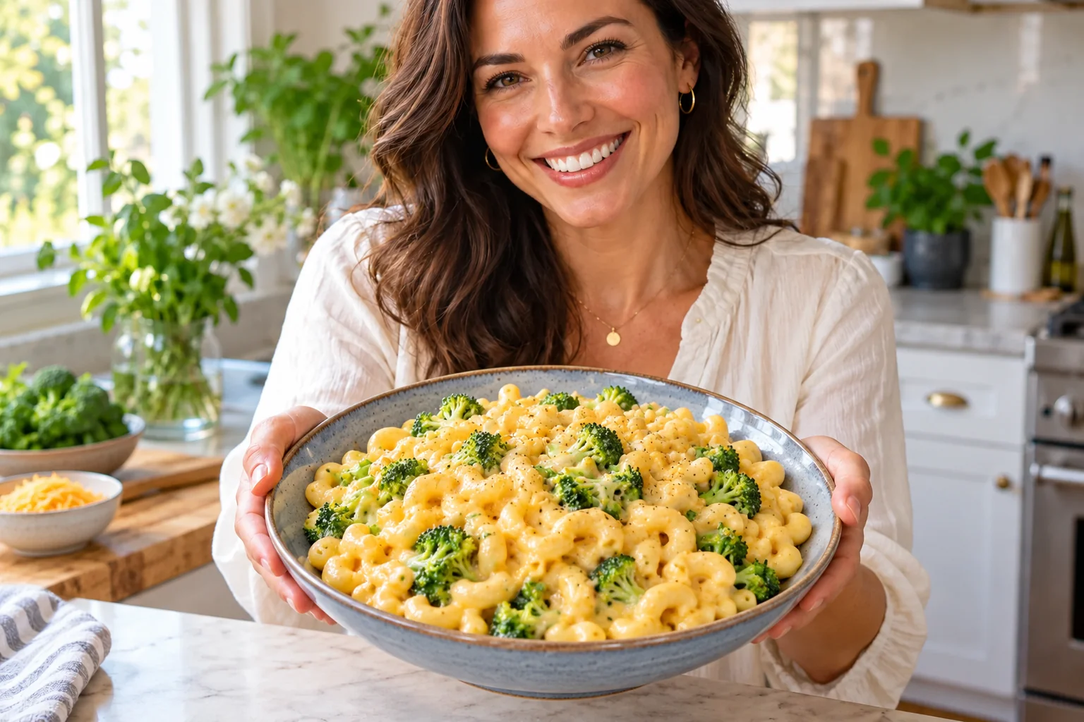 Cottage Cheese Mac and Cheese with Broccoli
