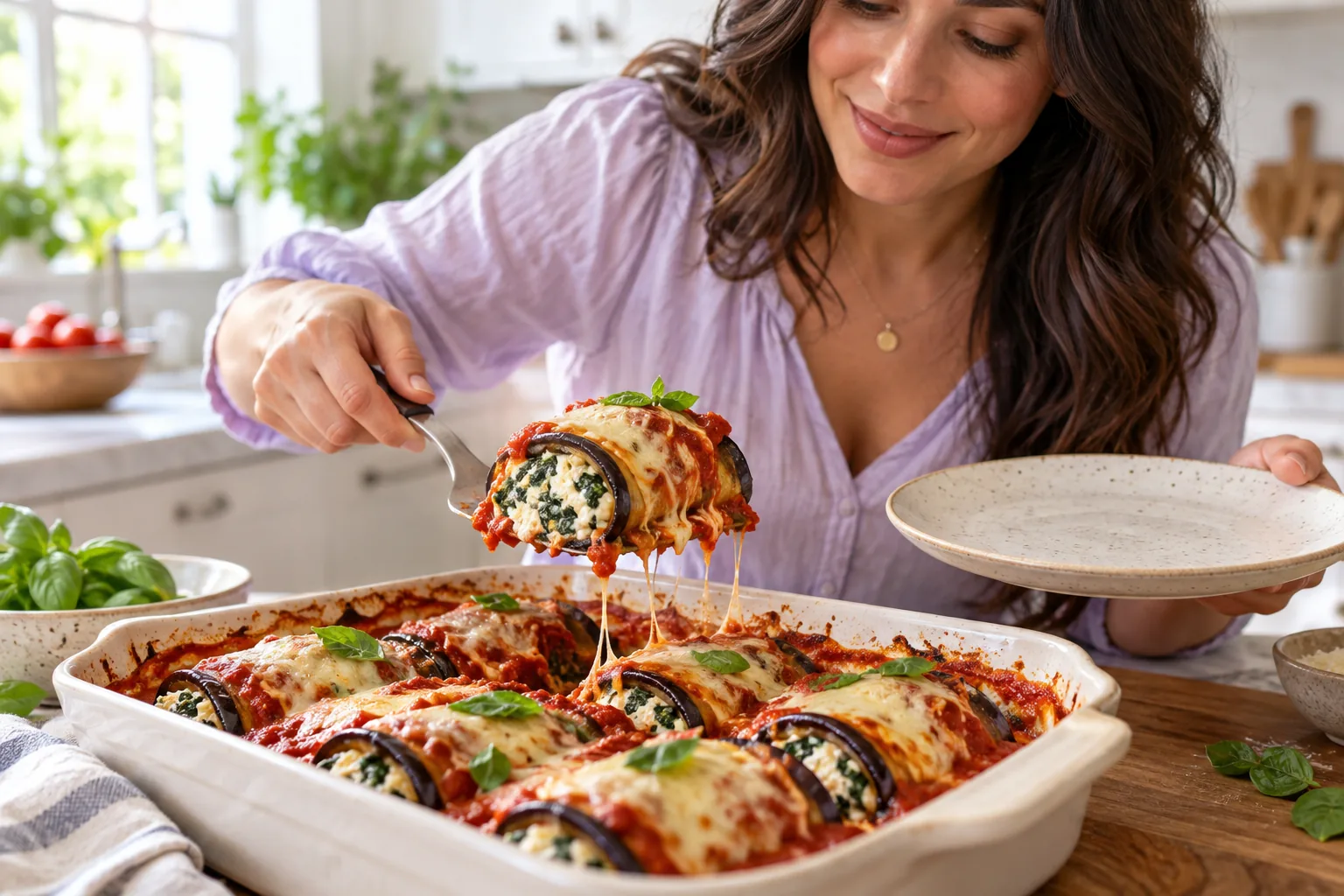 Gluten-Free Eggplant Rollatini with Spinach and Ricotta