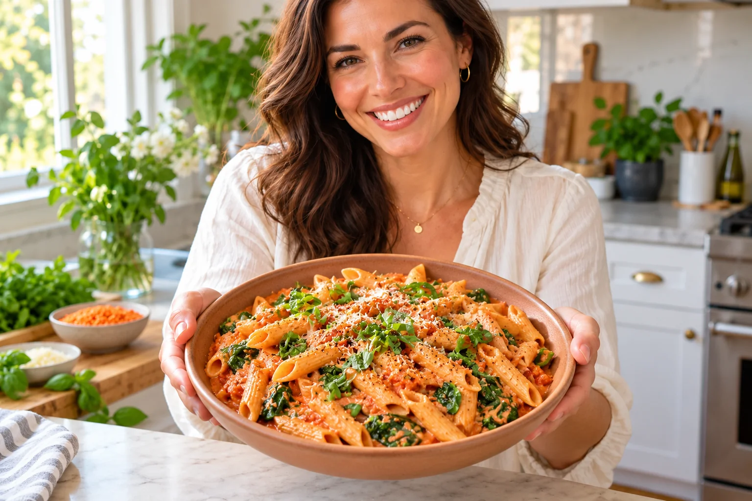 Red Lentil Pasta with Cottage Cheese