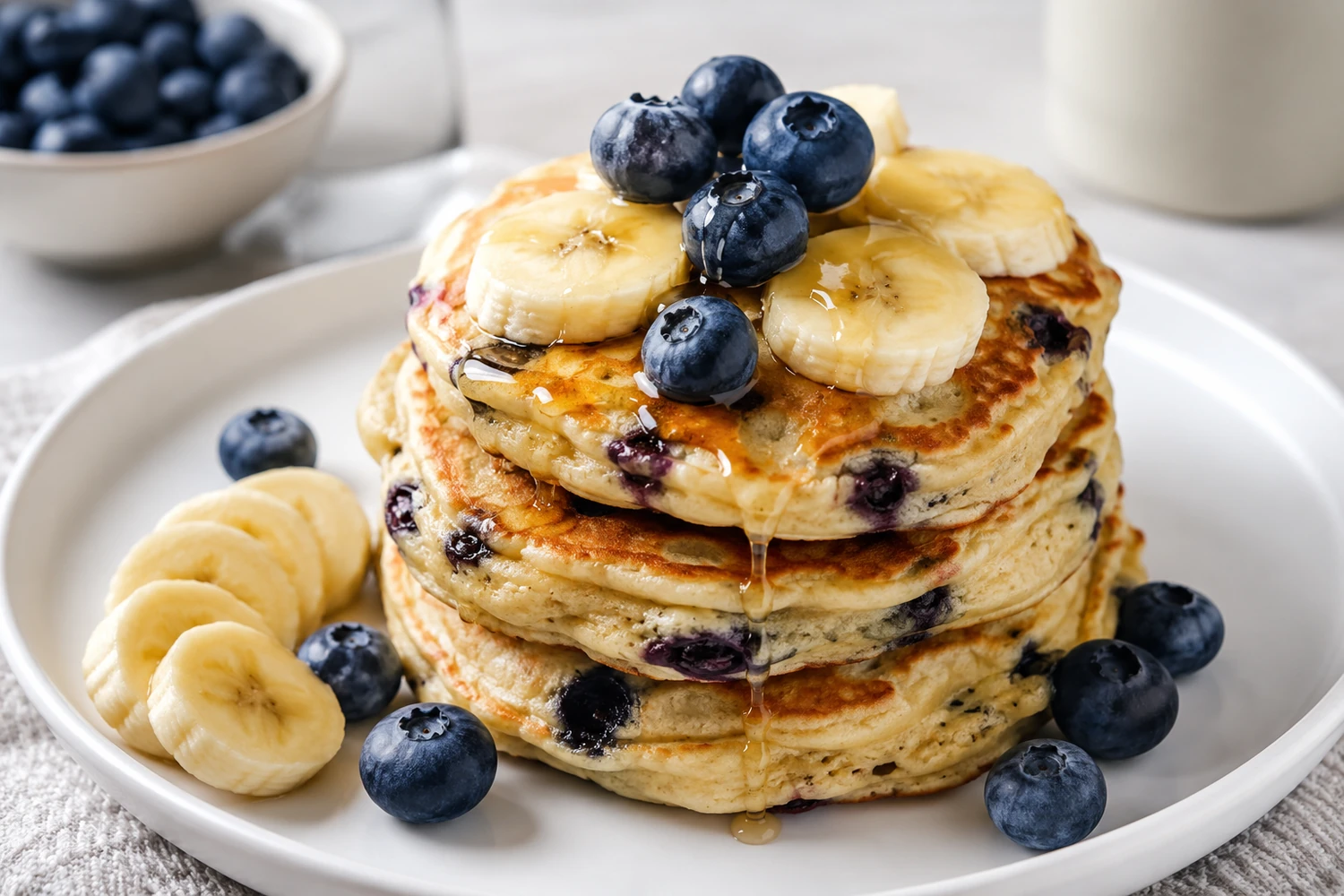 Blueberry Banana Protein Pancakes