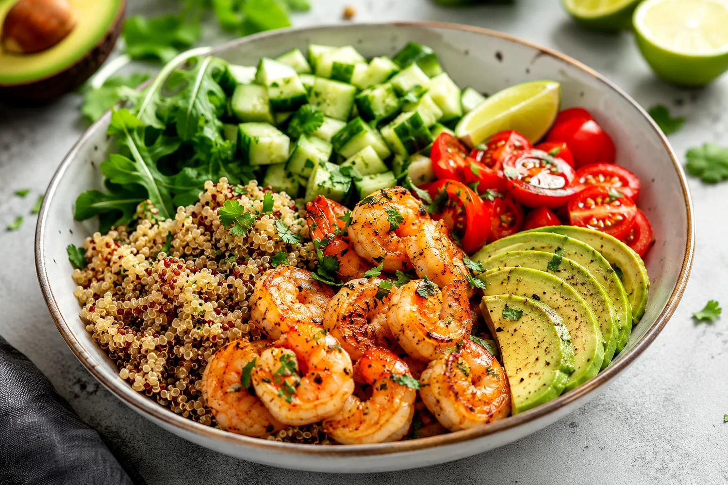 Cajun Shrimp Quinoa Corn Black Bean Salad with Lime