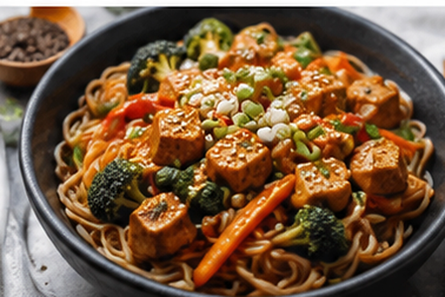 Easy Low Calorie High Protein Spicy Tofu Noodle Bowl