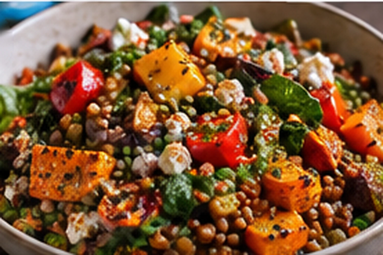 French Lentil Roasted Vegetable Salad with Dijon Vinaigrette