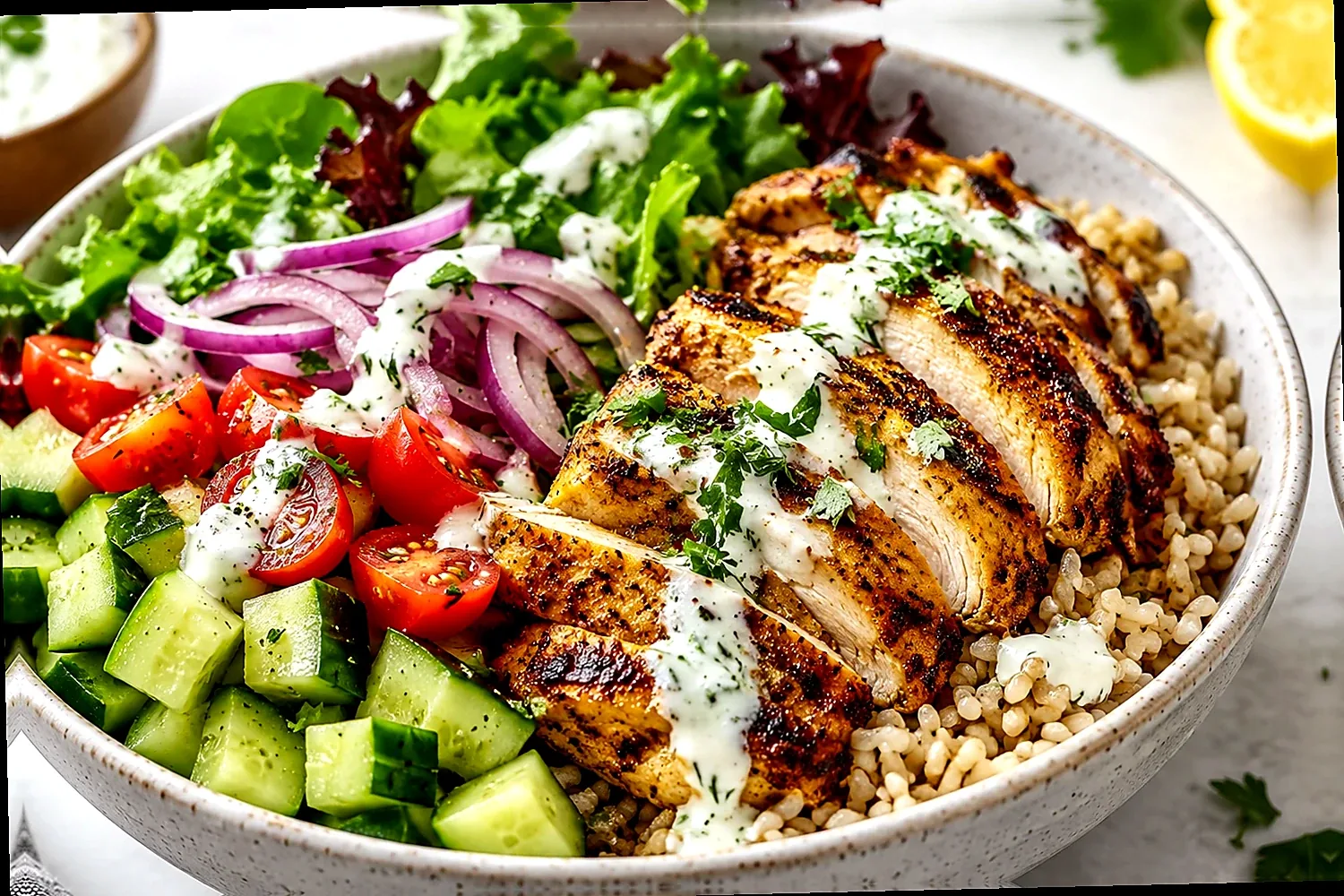 Healthy Chicken Fajita Bowl with Cauliflower Rice