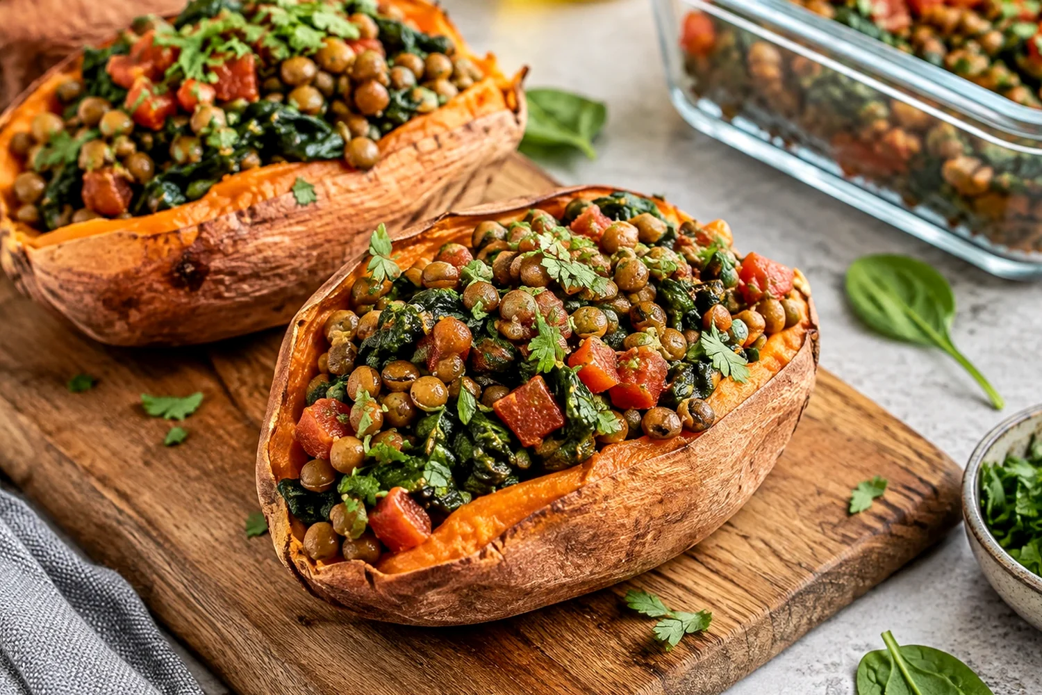 High-Fiber Turkey Lentil Sloppy Joe Stuffed Sweet Potatoes