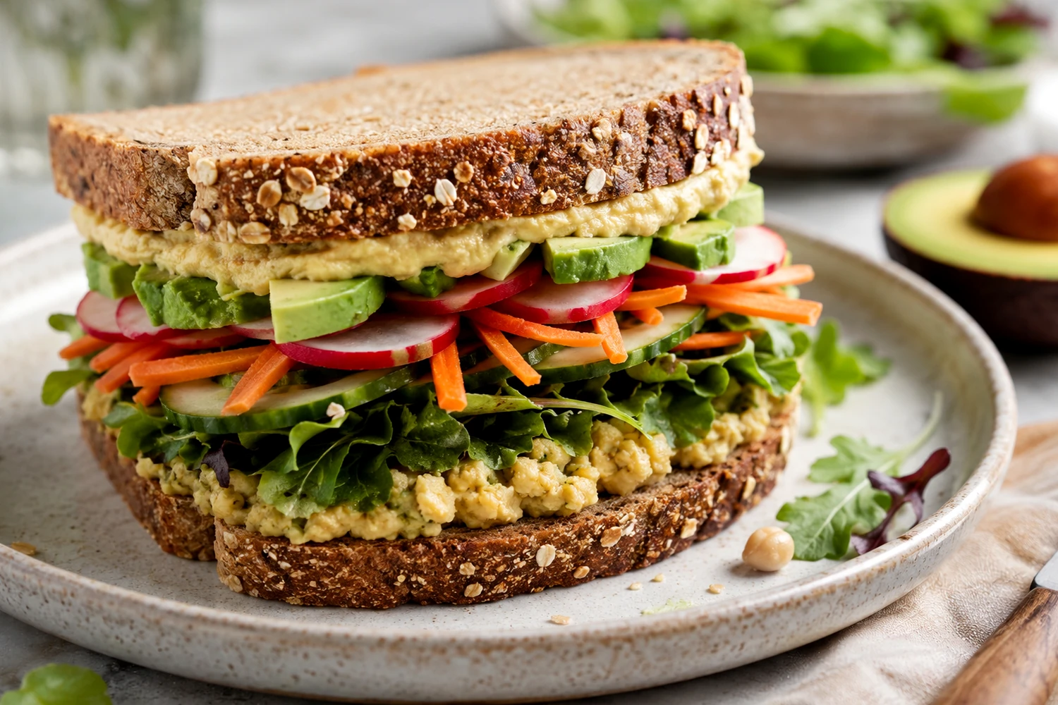 High-Protein Greek Yogurt Chicken Avocado Crunch Sandwich
