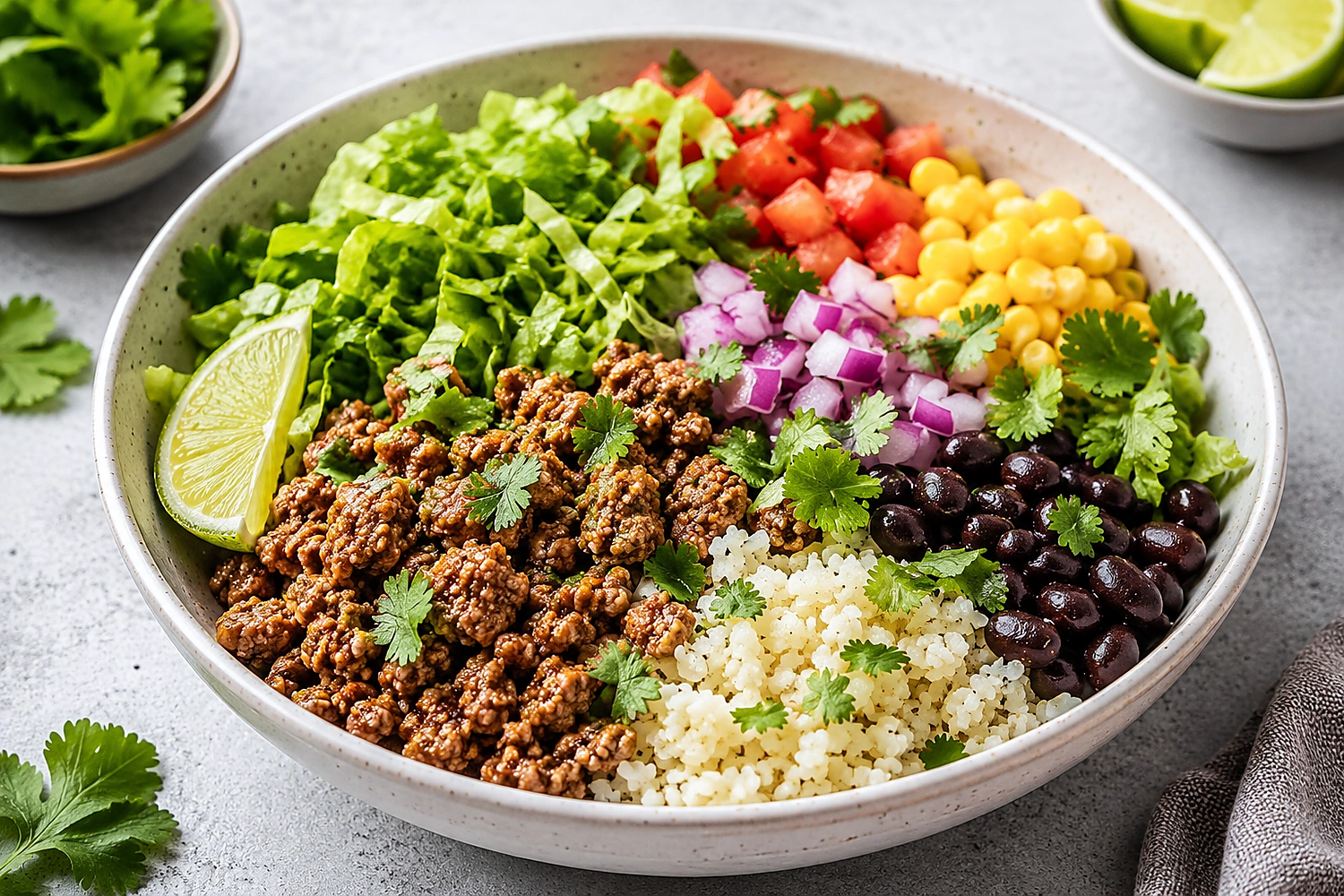 High-Protein Low-Calorie Turkey Taco Bowl for Weight Loss