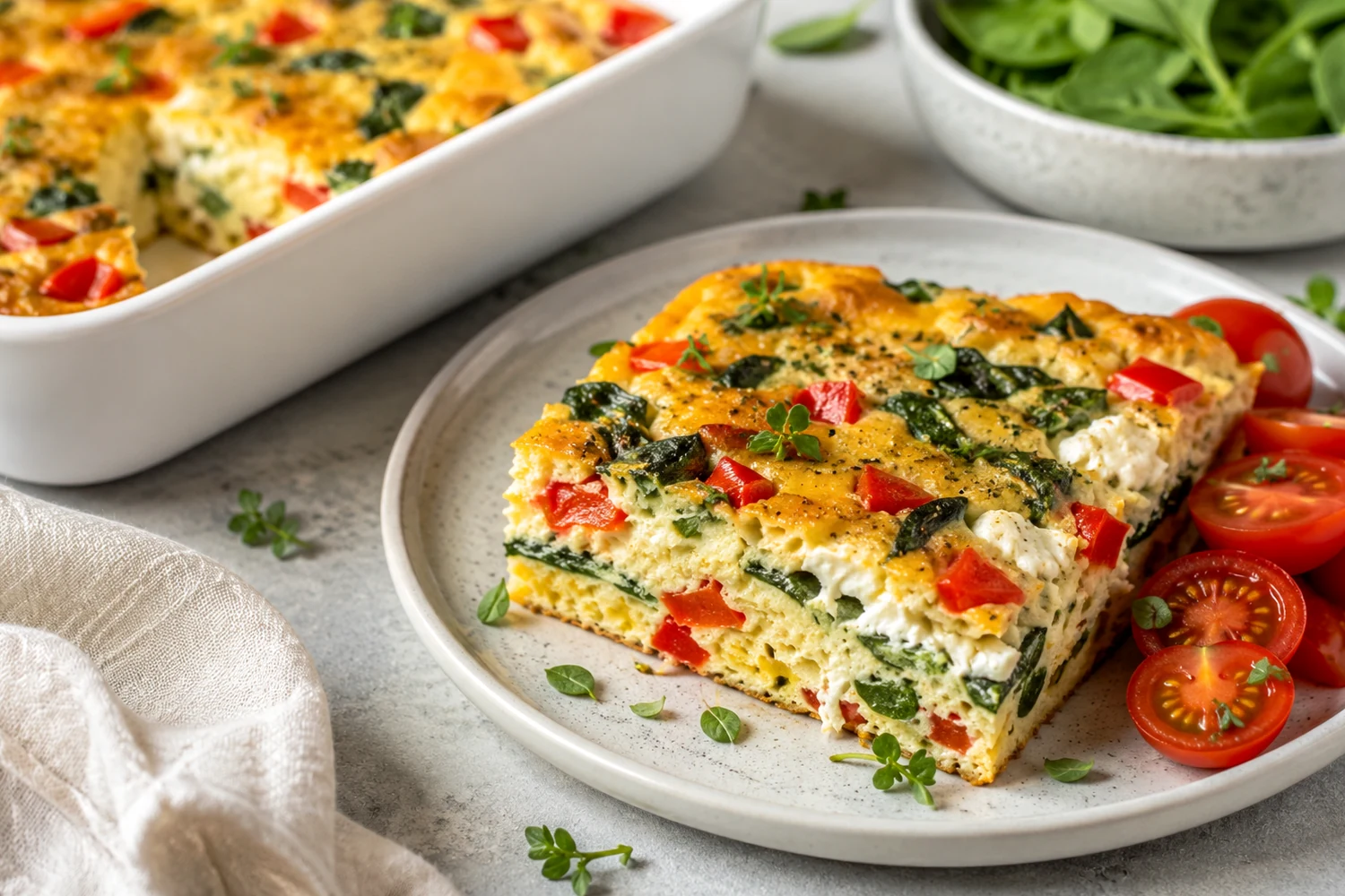 High-Protein Mediterranean Egg White Frittata with Cottage Cheese