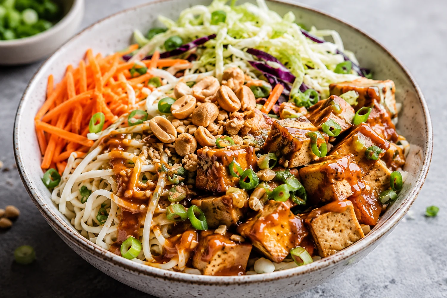 High-Protein Thai Peanut Chicken Crunch Noodle Salad