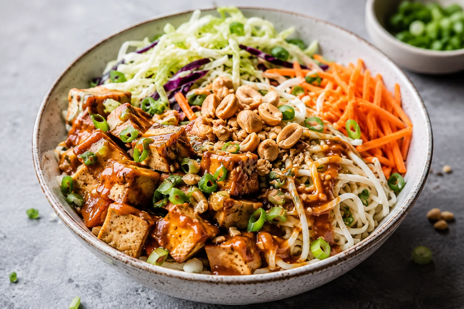 High-Protein Thai Peanut Tofu Crunch Bowl