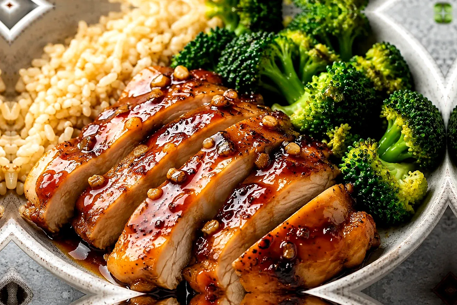 Honey Garlic Chicken Brown Rice Broccoli Bowl