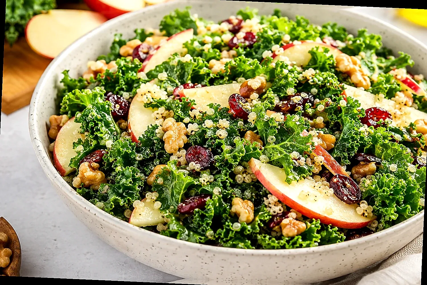 Kale Apple Walnut Quinoa Salad