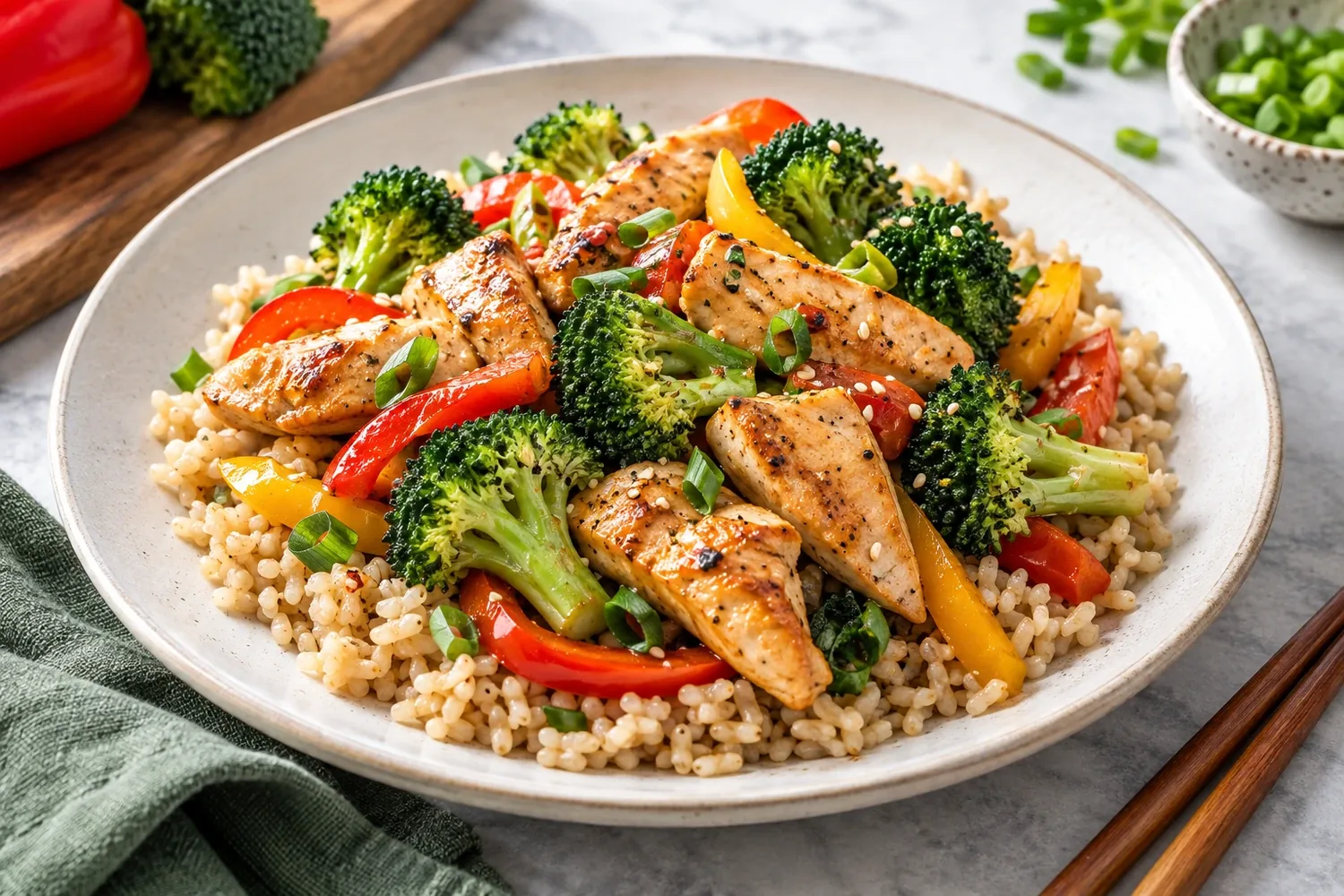 Low-Sodium Chicken Stir-Fry with Broccoli and Brown Rice