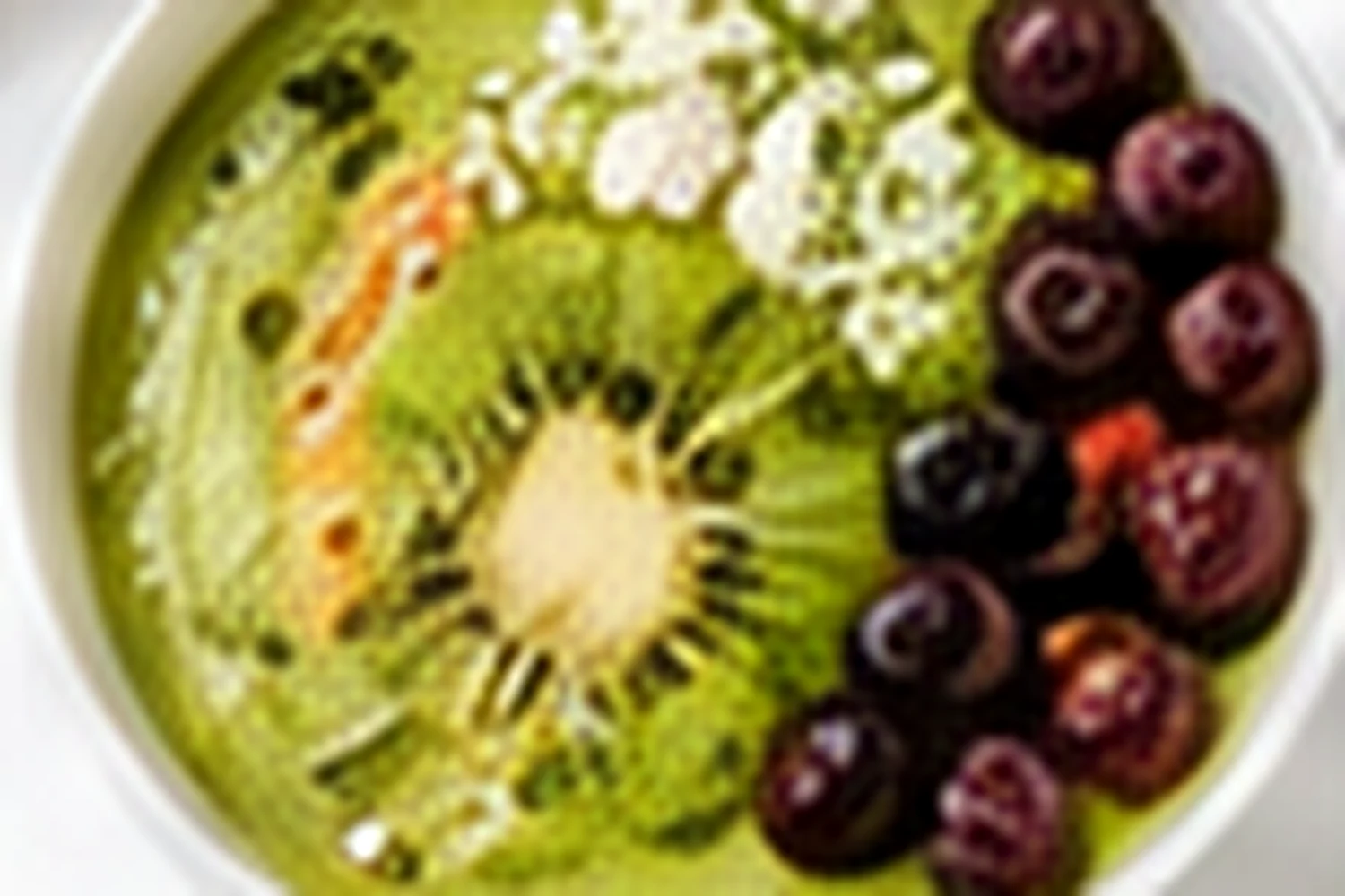 Matcha Green Smoothie Bowl with Greek Yogurt and Berries
