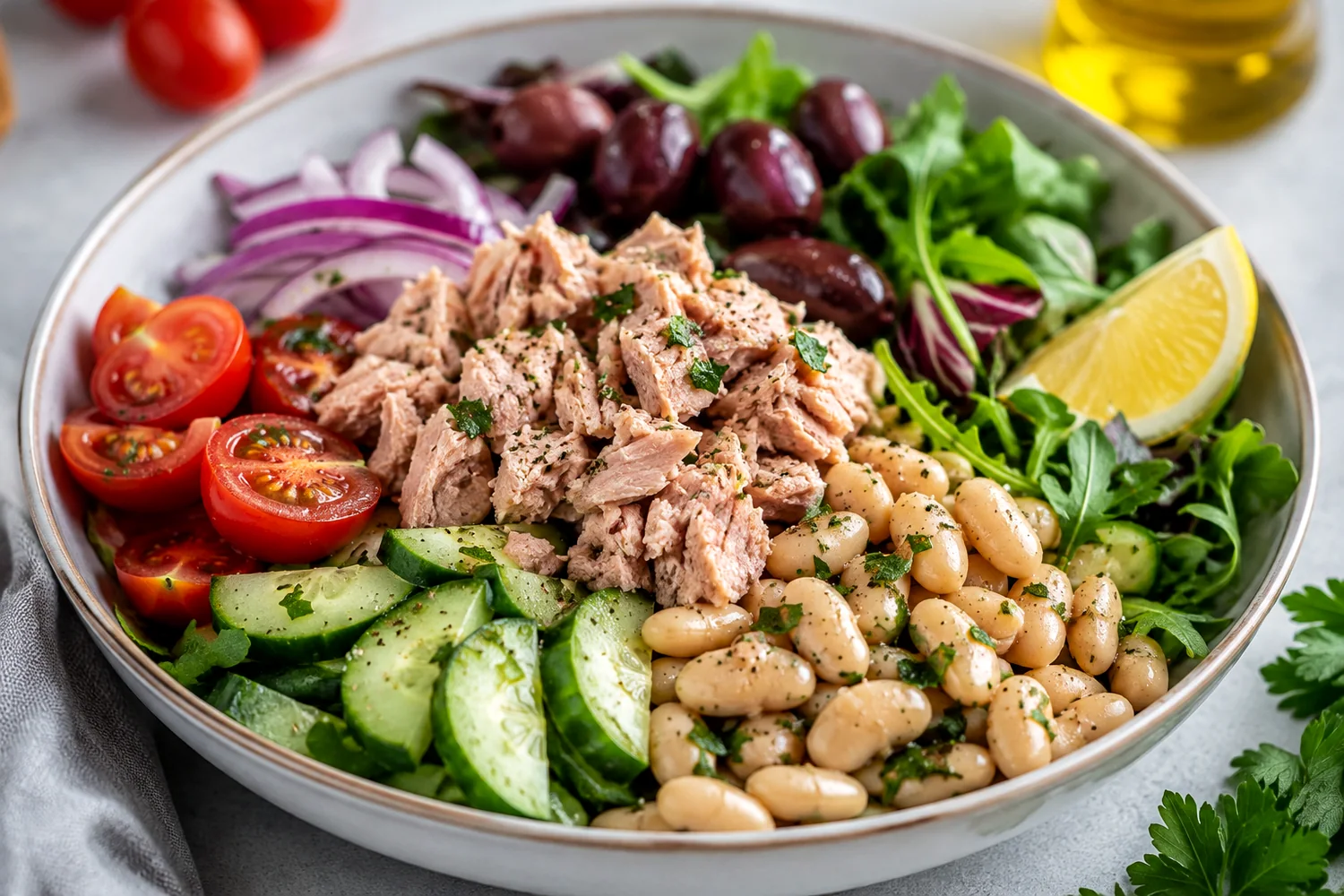 Mediterranean Dense Bean Tuna Artichoke Salad