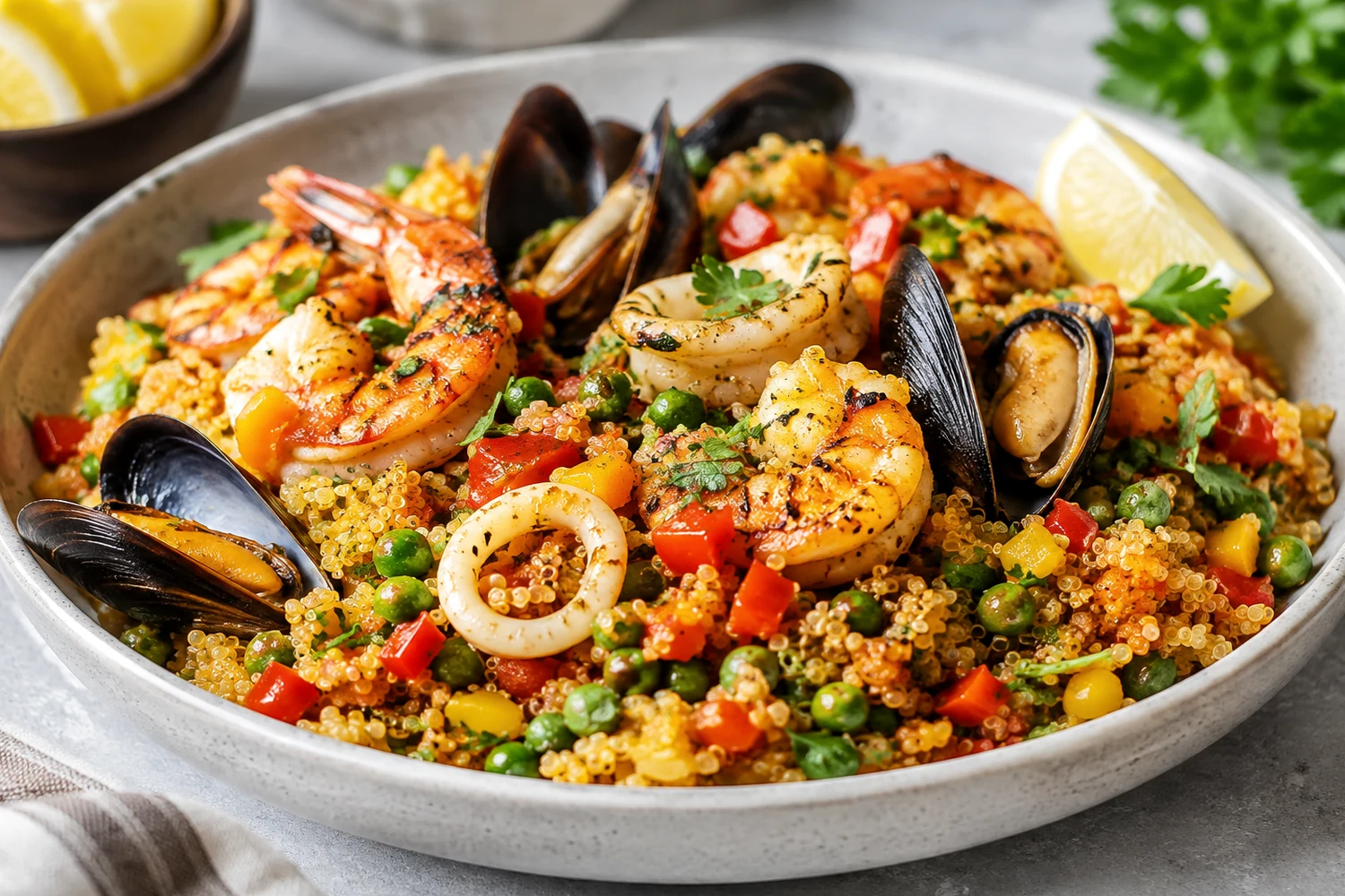 Mediterranean Seafood Quinoa Bowl with Lemon Herbs