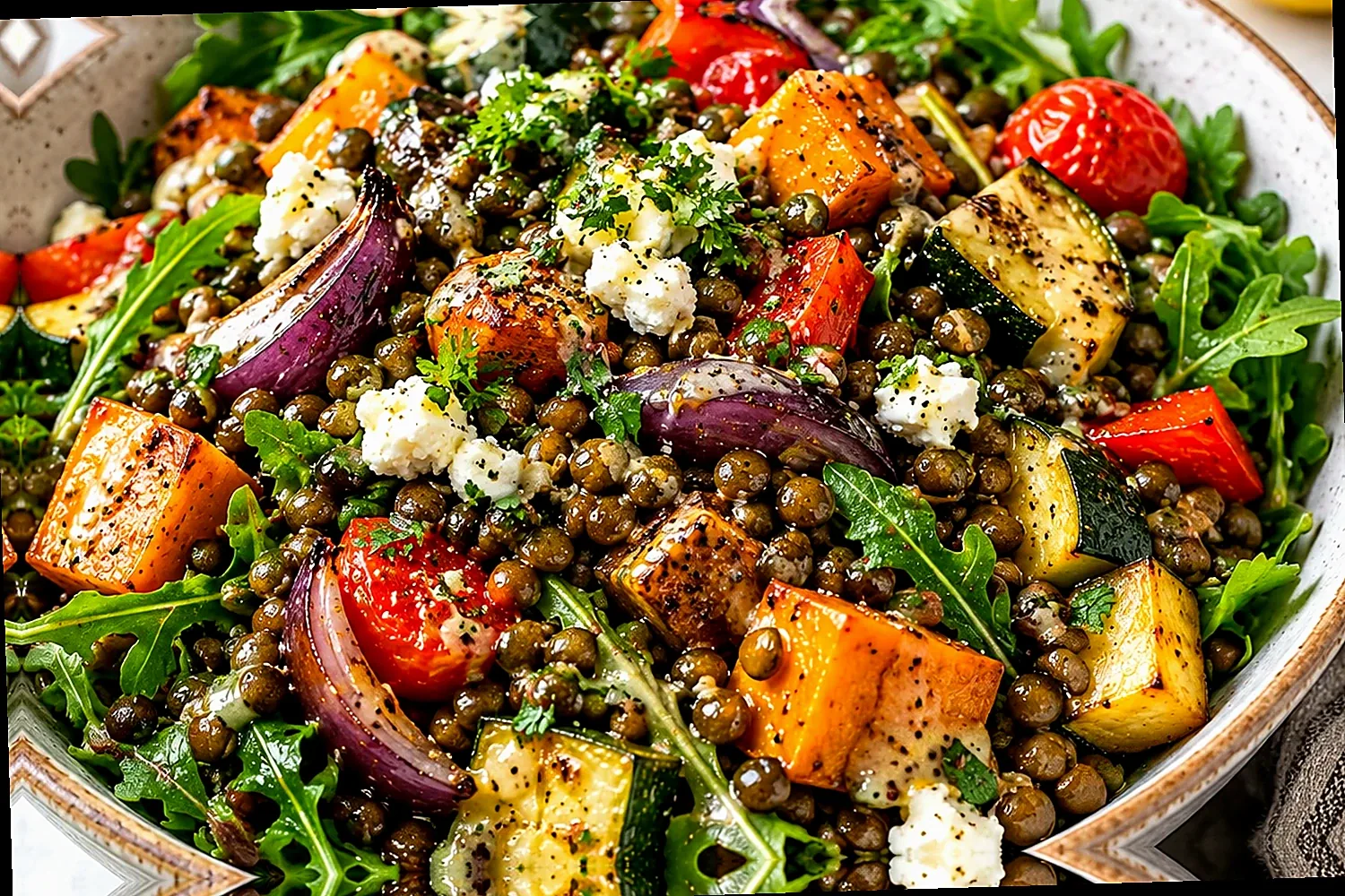 Mediterranean Tomato Lentil Eggplant Orzo Bake