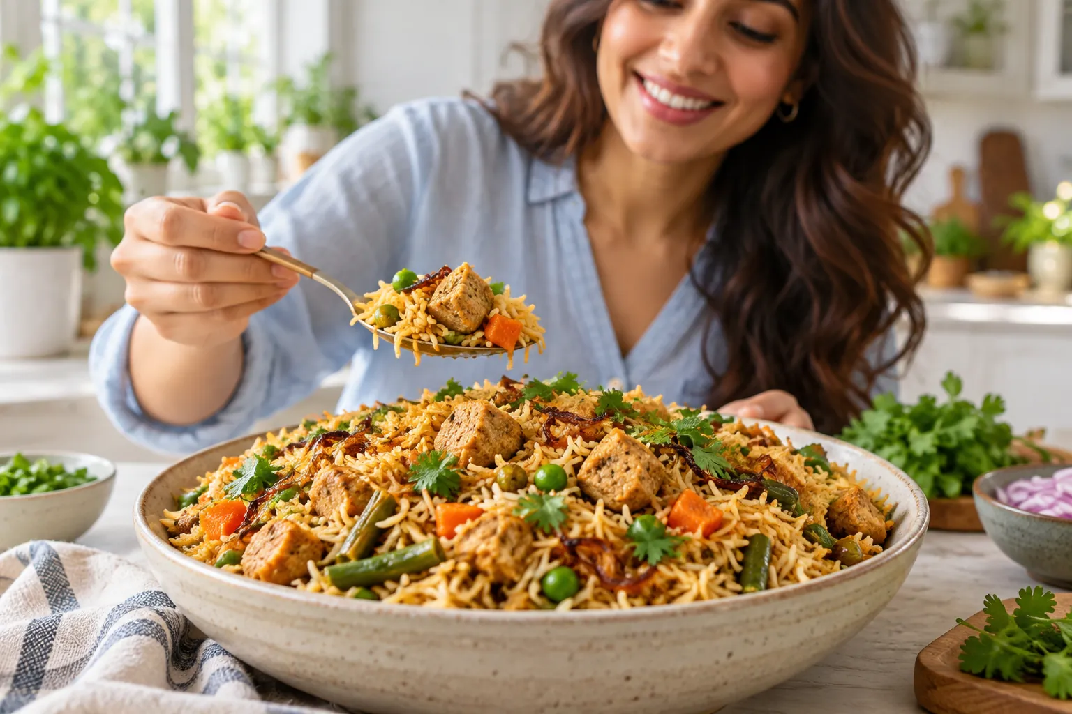 Soy Chunk Biryani with Brown Basmati Rice