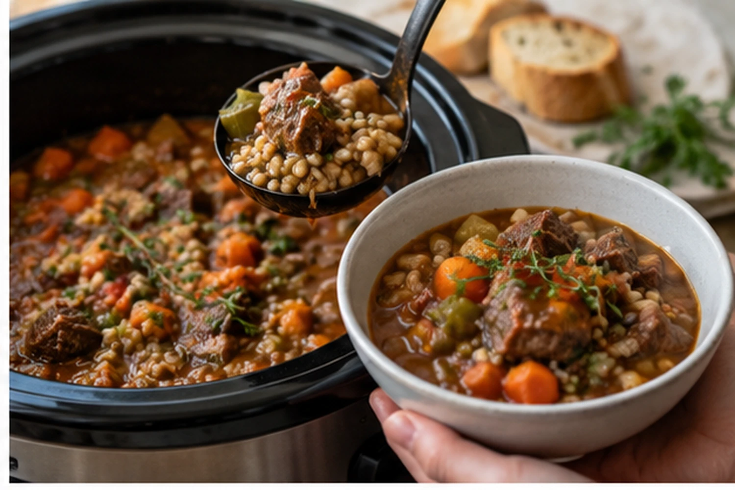 Slow Cooker Beef and Barley Vegetable Stew