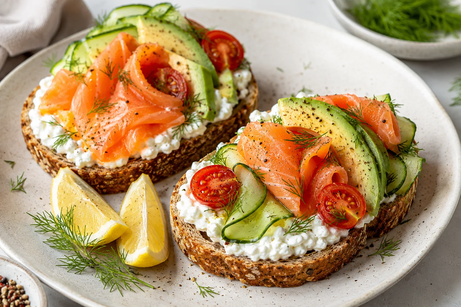 Smoked Salmon Cottage Cheese Avocado Toast