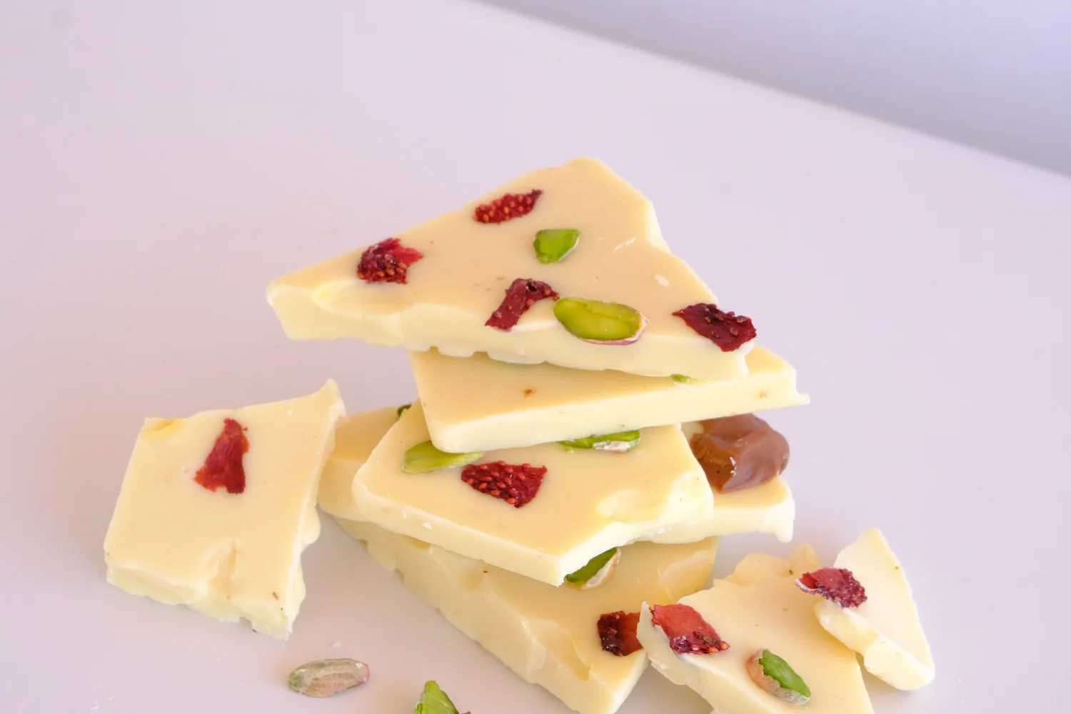 Strawberry Dark Chocolate Greek Yogurt Bark with Pistachios