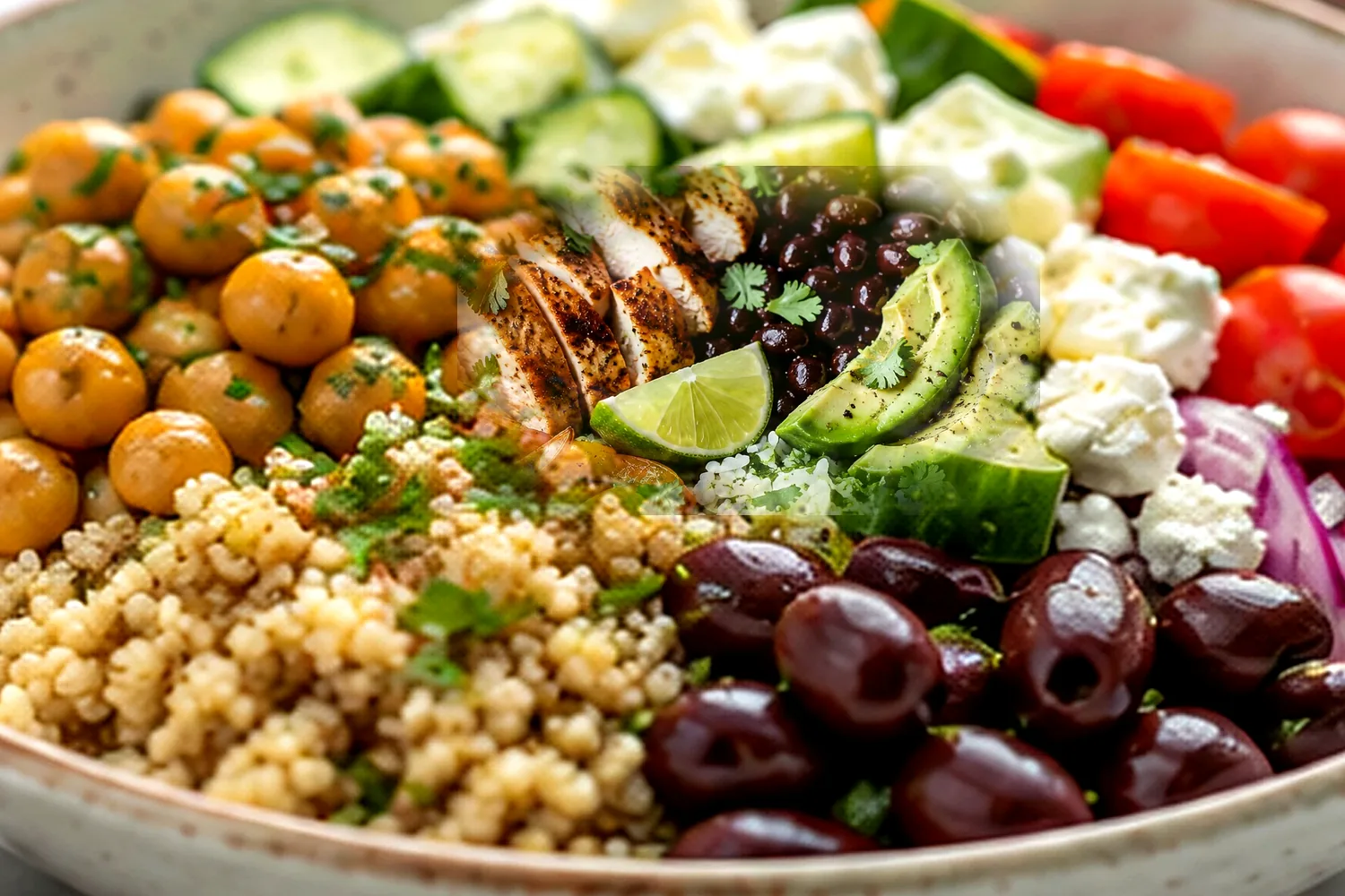 Za’atar Chicken Chickpea Roasted Vegetable Bowl