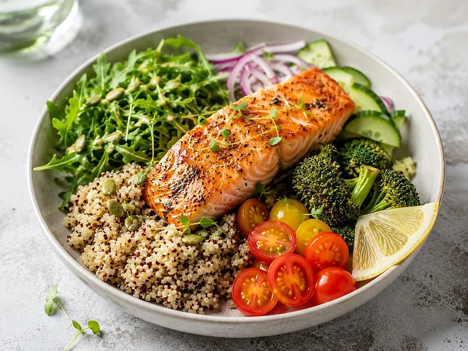 Salmon and quinoa bowl