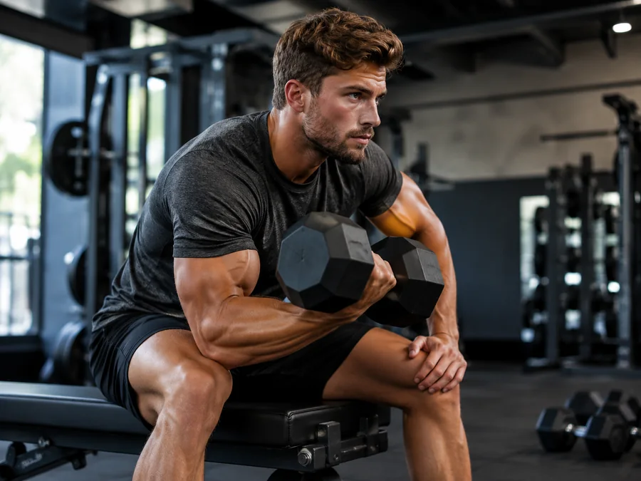 Person following a structured gym workout routine